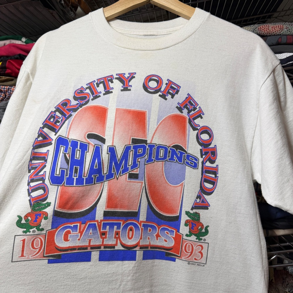Vintage Florida Gators 1993 SEC Champions NCAA T-Shirt Mens L White Football Tee